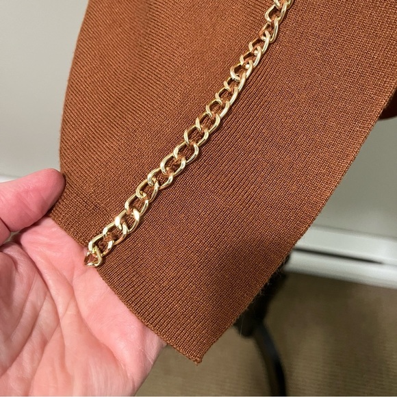 Laura Petite Gold Chain Detail Open-Front Long Cardigan - Picture 6 of 10